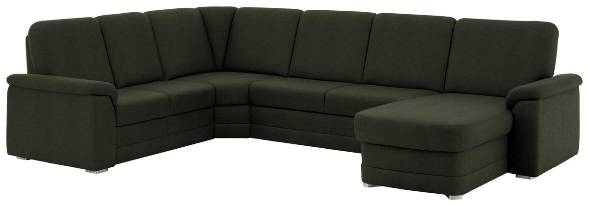 WOHNLANDSCHAFT  in Chenille Dunkelgrün  - Dunkelgrün/Alufarben, KONVENTIONELL, Holz/Textil (235/329/160cm) - Beldomo Comfort