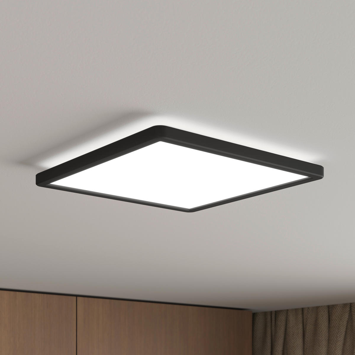 LED-DECKENLEUCHTE Giga 29,3/29,3/2,8 cm   - Schwarz, Basics, Kunststoff (29,3/29,3/2,8cm) - Novel