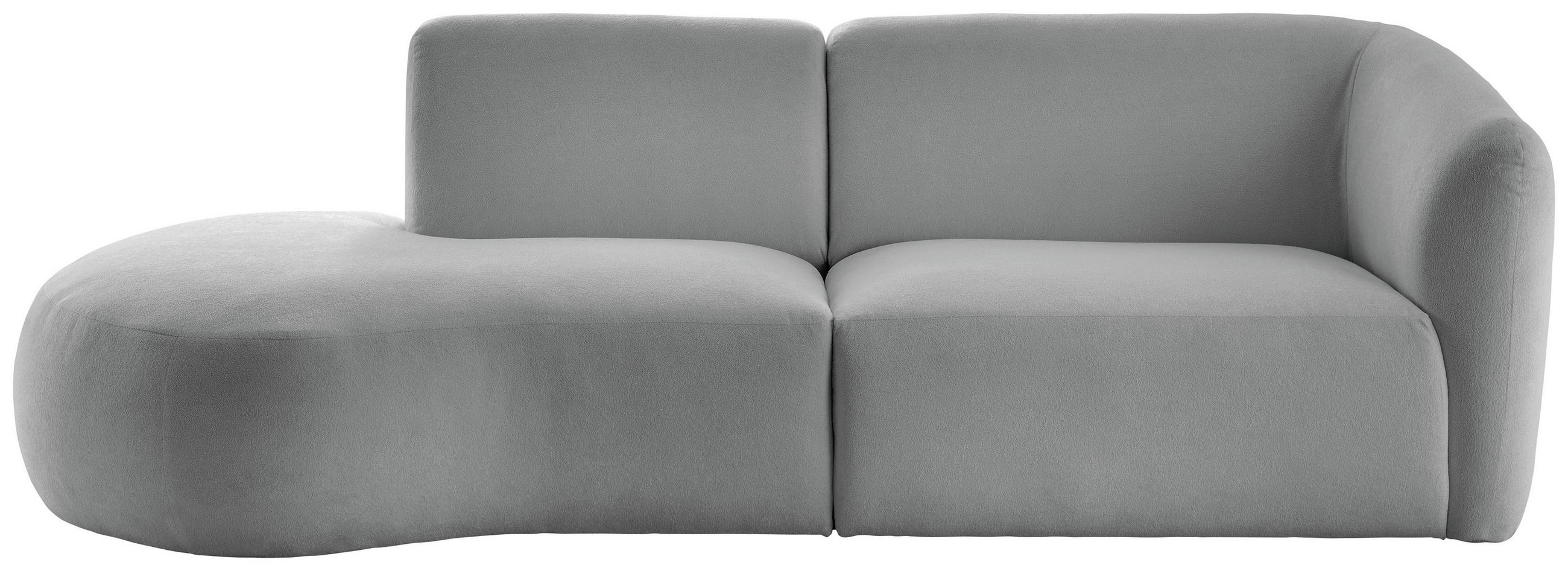 ECKSOFA in Mikrofaser Silberfarben - Silberfarben/Schwarz, Modern, Kunststoff/Textil (238/107cm) - Livetastic