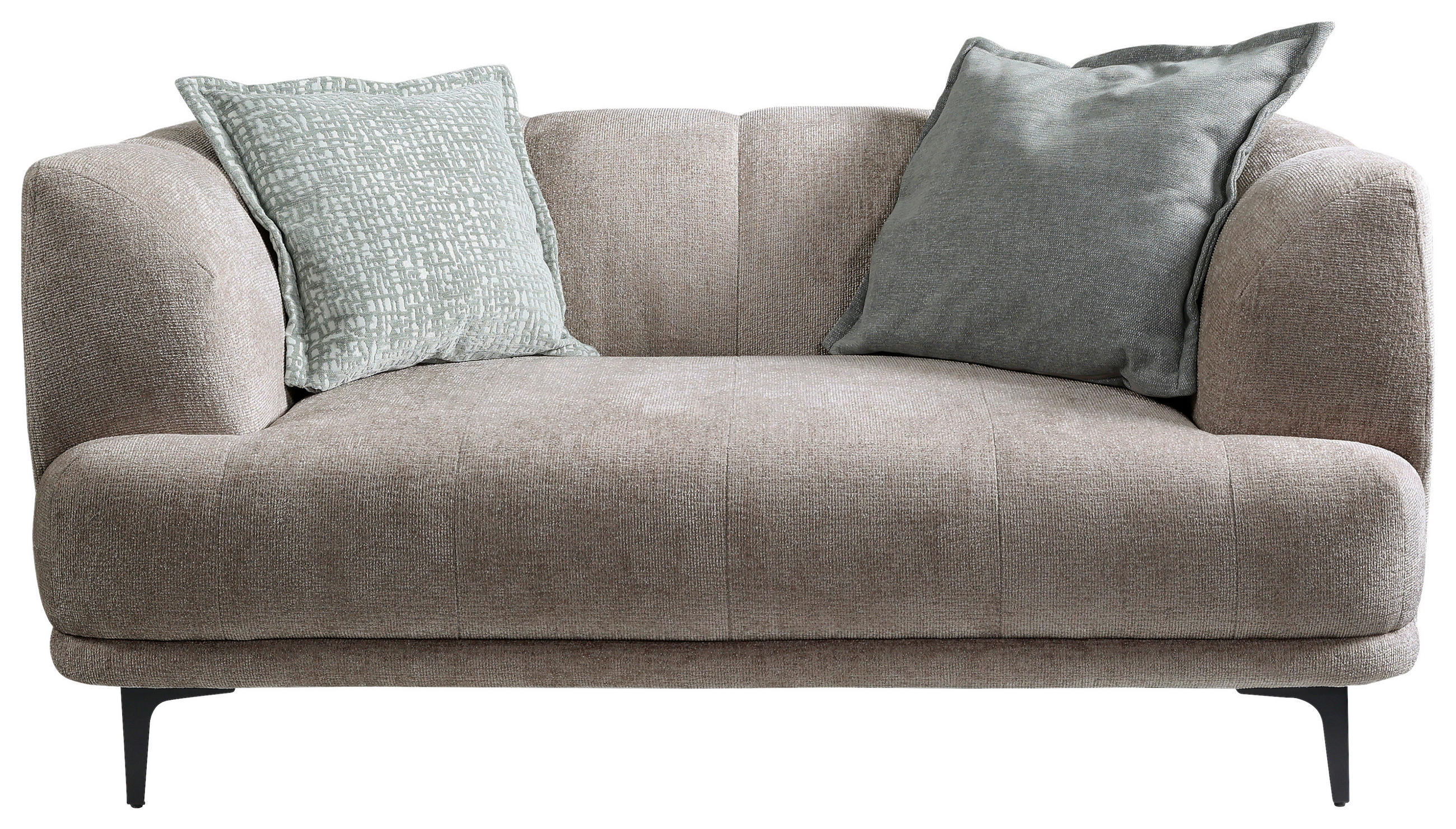 2-SITZER-SOFA Flachgewebe Taupe  - Taupe/Schwarz, Design, Textil/Metall (166/77/106cm) - MID.YOU