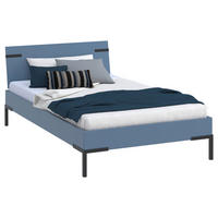 BETT in Blau  - Blau/Schwarz, Design, Holzwerkstoff/Metall (120/200cm) - Xora