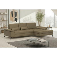 ECKSOFA COSTELLO E Olivgrün Echtleder Nierenkissen, Armteilverstellung, Sitztiefenverstellung  - Schwarz/Olivgrün, Basics, Leder/Textil (301/176cm) - Sit & More