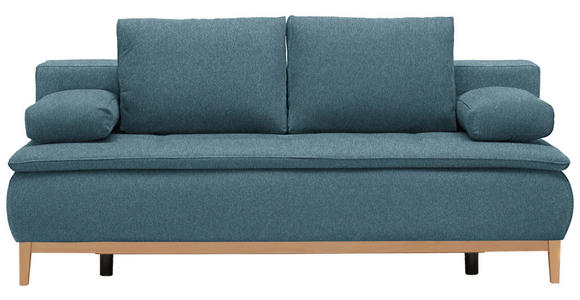 BOXSPRINGSOFA  in Webstoff Türkis  - Türkis/Eichefarben, Design, Holz/Textil (202/78-93/100cm) - Venda