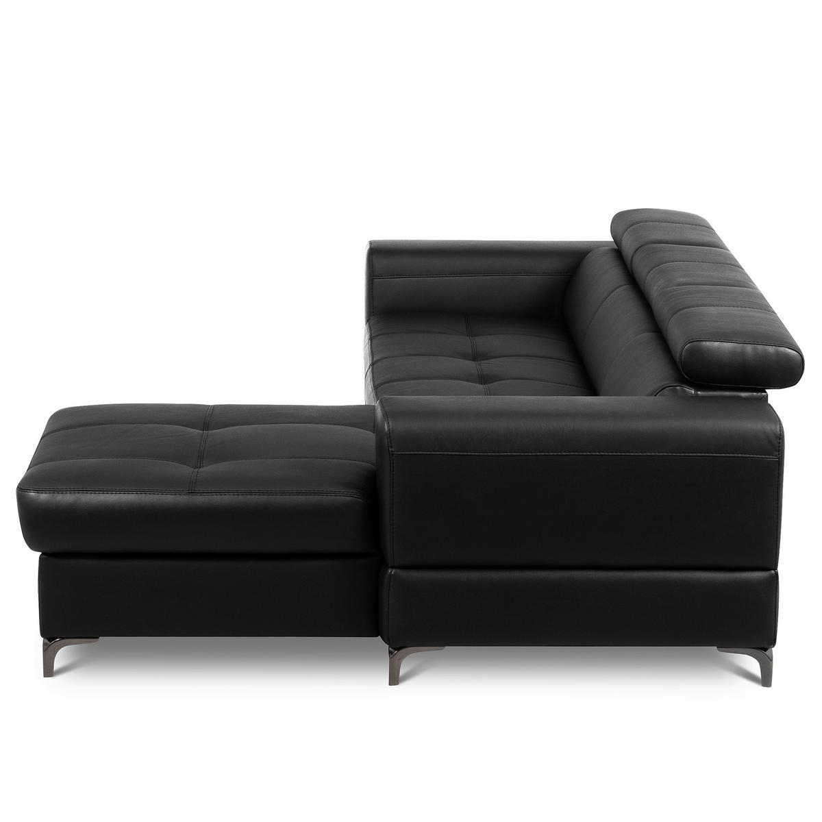 ECKSOFA  in Lederlook Echtleder Schwarz  - Schwarz, Design, Leder/Textil (247/173cm) - Livetastic