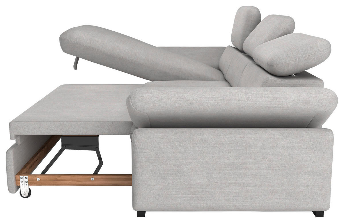 ECKSOFA in Flachgewebe Hellgrau  - Hellgrau/Schwarz, Design, Kunststoff/Textil (165/250cm) - Livetastic