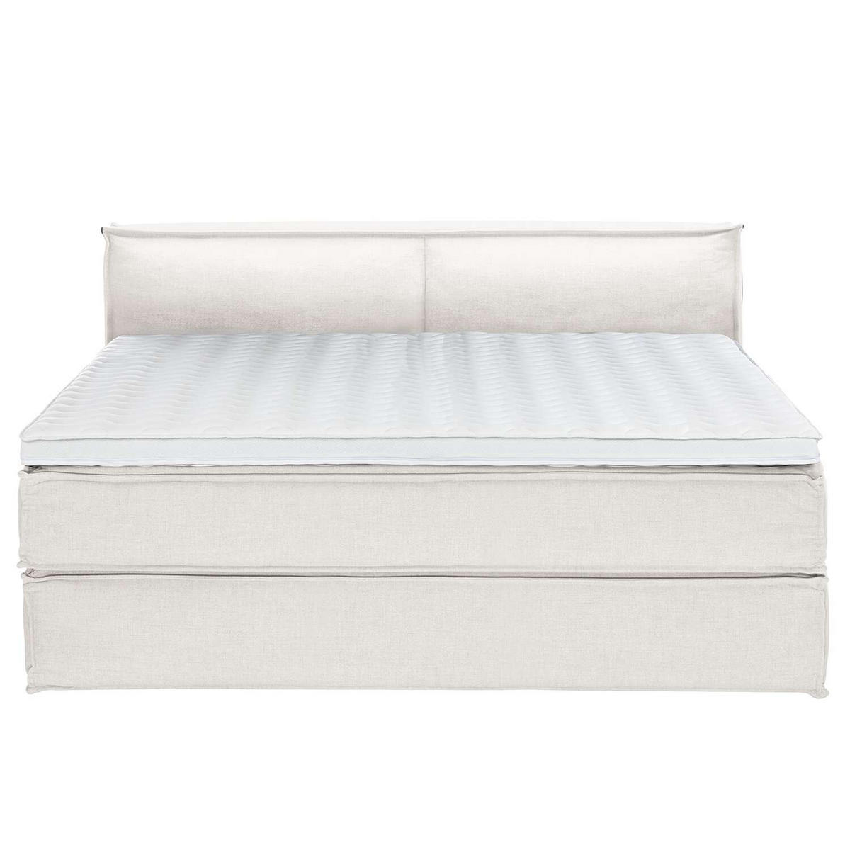 BOXSPRINGBETT 200/200 cm  in Creme  - Creme/Schwarz, Design, Textil (200/200cm) - home24