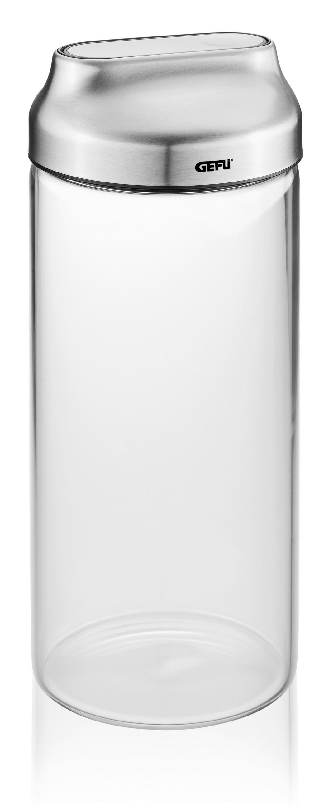 VORRATSDOSE KIPPO 1,3 L  - Edelstahlfarben/Transparent, Basics, Glas/Kunststoff (10/23,8cm) - Gefu