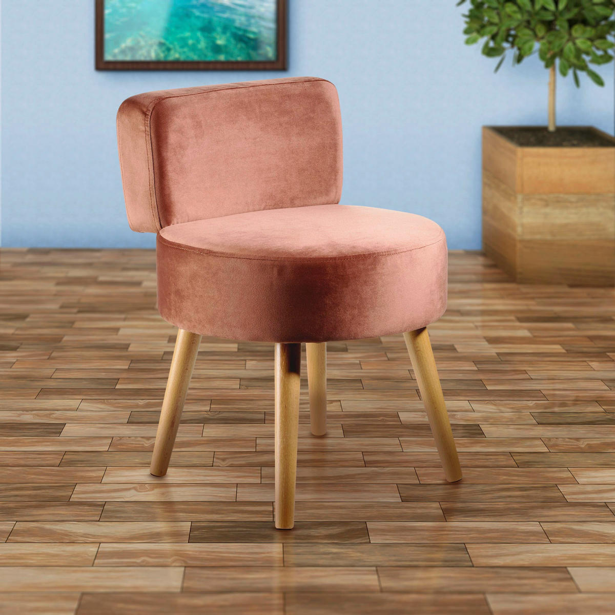 SESSEL in Samt Rostfarben  - Rostfarben, Design, Holz/Textil (44/58/44cm) - Echtwerk