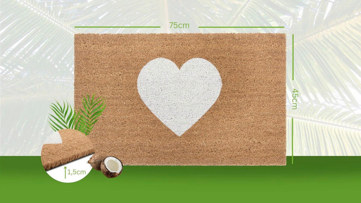 KOKOSMATTE  45/75 cm  Weiß, Hellbraun  - Hellbraun/Weiß, Basics, Naturmaterialien/Kunststoff (45/75cm) - Hanse Home