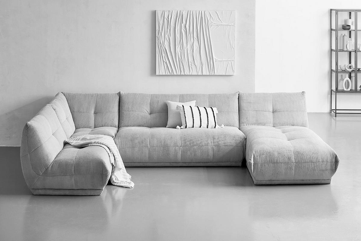 SOFAELEMENT in Flachgewebe, Teddystoff Weiss  - Weiss, Trend, Textil (100/70/122cm) - Livetastic