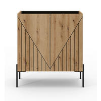 KOMMODE , 82/91/40 cm,  - Eiche dunkel/Schwarz, Design, Holzwerkstoff/Metall (82/91/40cm) - Livetastic