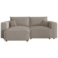 ECKSOFA Beige Cord Zierkissen, Rückenkissen, Schlaffunktion, Rücken echt  - Beige/Schwarz, MODERN, Kunststoff/Textil (153/250cm) - Xora