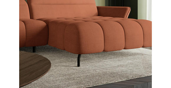 ECKSOFA Rostfarben Flachgewebe Rücken echt, Kopfteilverstellung, Sitztiefenverstellung  - Rostfarben/Schwarz, KONVENTIONELL, Textil/Metall (272/175cm) - Carryhome