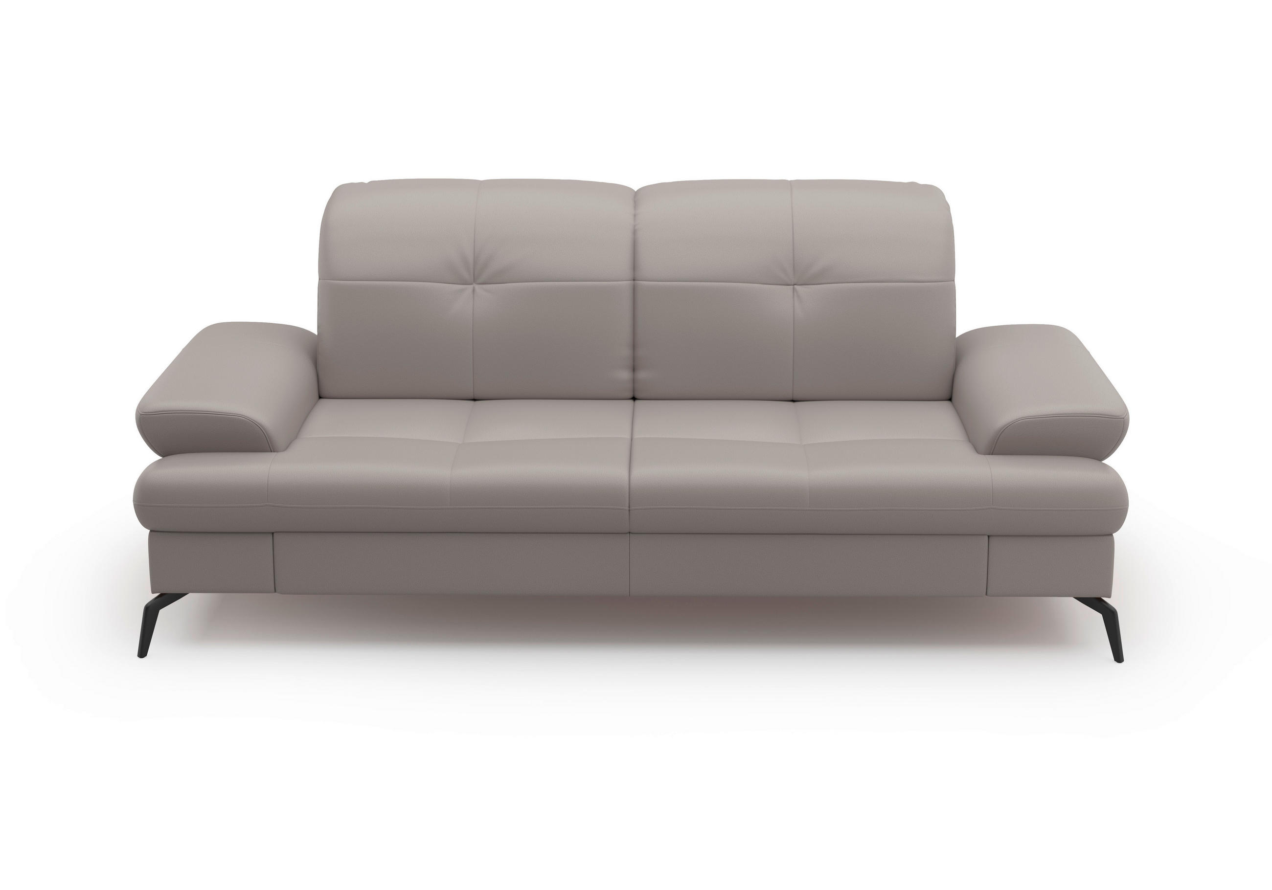 3-SITZER-SOFA Echtleder Hellgrau  - Hellgrau/Schwarz, KONVENTIONELL, Leder/Metall (212/90/122cm) - Sit & More
