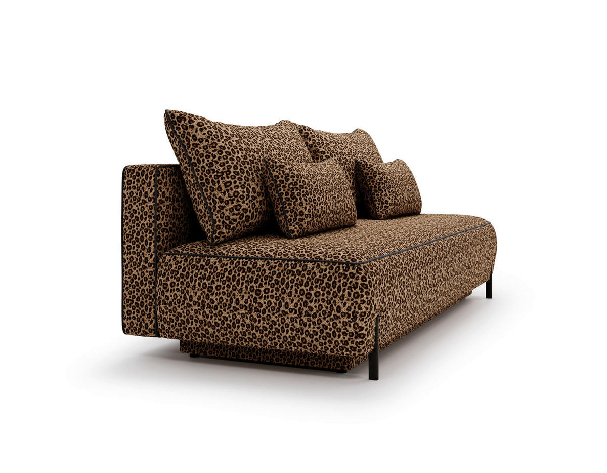 SCHLAFSOFA Jacquard Orange Stoffauswahl, Rücken echt  - Schwarz/Orange, Design, Textil/Metall (212/90/95cm) - Livetastic