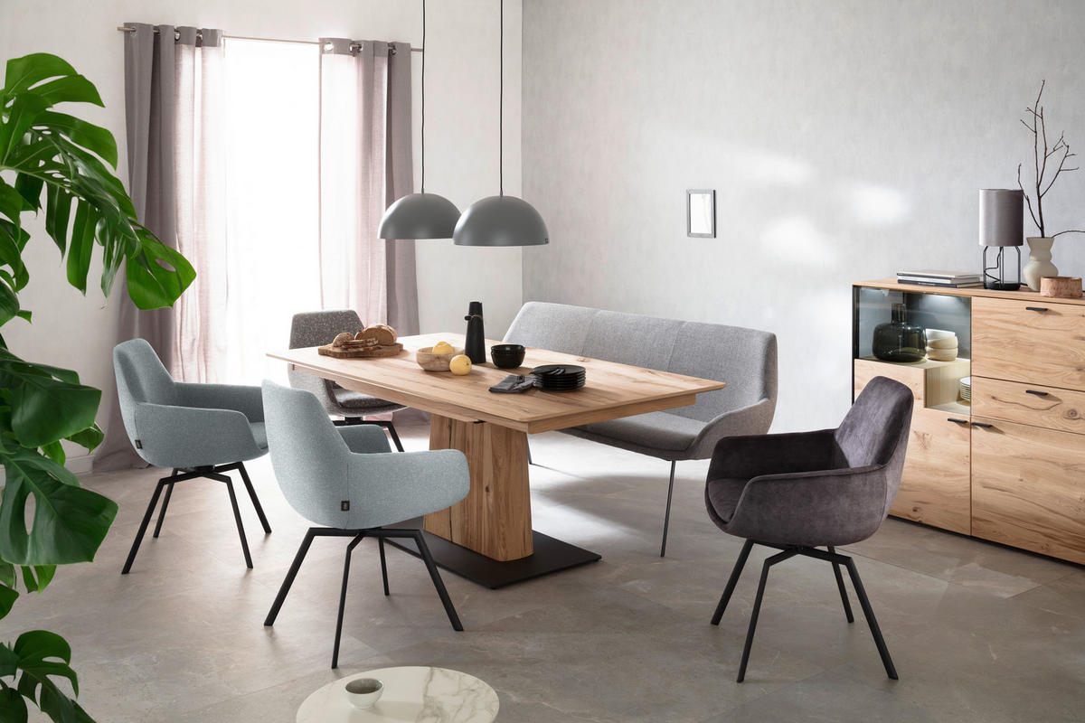 ARMLEHNSTUHL  Lederauswahl, Stoffauswahl, Gestellauswahl Struktur  - Türkis/Anthrazit, Design, Textil/Metall (58/87/64cm) - Schöner Wohnen