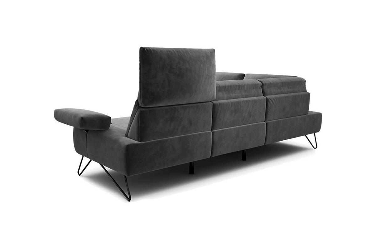 ECKSOFA Cosy Anthrazit Samt  - Anthrazit/Schwarz, Design, Textil/Metall (193/248-263cm) - SENSOO