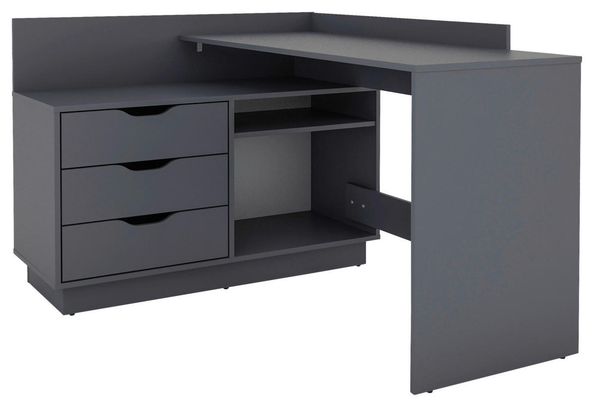 ECKSCHREIBTISCH 129/83,5/105 cm  in Anthrazit  - Anthrazit, Basics, Holzwerkstoff (129/83,5/105cm) - MID.YOU