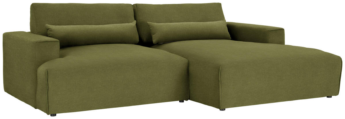 ECKSOFA Felicia in Struktur Waldgrün  267/187 cm  - Waldgrün/Schwarz, Design, Kunststoff/Textil (267/187cm) - Stylife