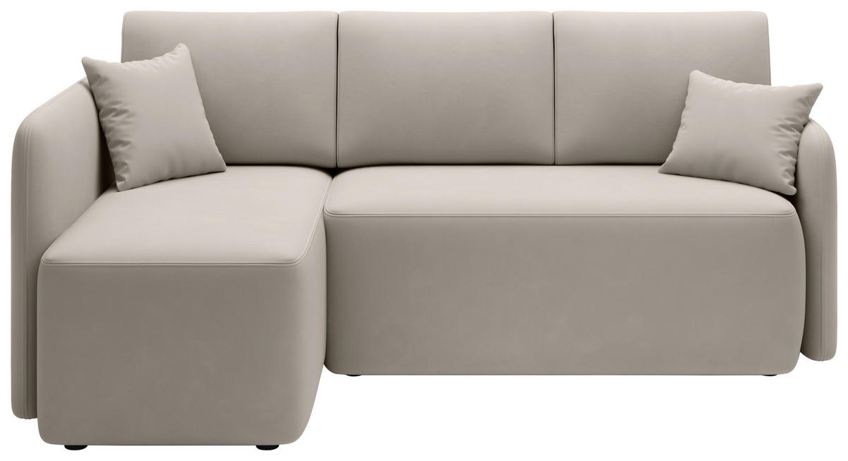 ECKSOFA Plüsch Beige  - Beige/Schwarz, Design, Kunststoff/Textil (150/206cm) - P & B