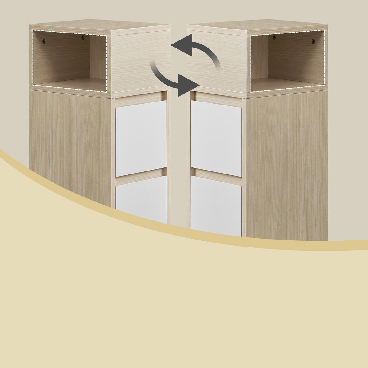 NACHTSCHRANKSET 25/65/30 cm  - Hellbraun/Weiß, KONVENTIONELL, Holzwerkstoff (25/65/30cm) - Boxxx