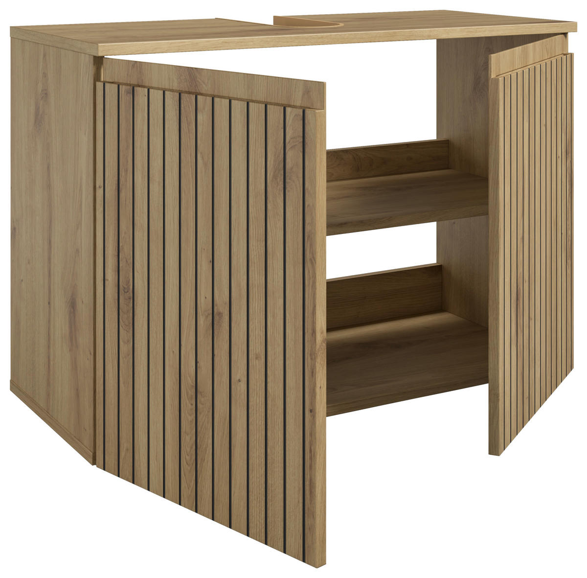 WASCHBECKENUNTERSCHRANK 80/57/36 cm  - chêne artisan/noir, Modern, matière synthétique/matériau de bois (80/57/36cm) - MID.YOU