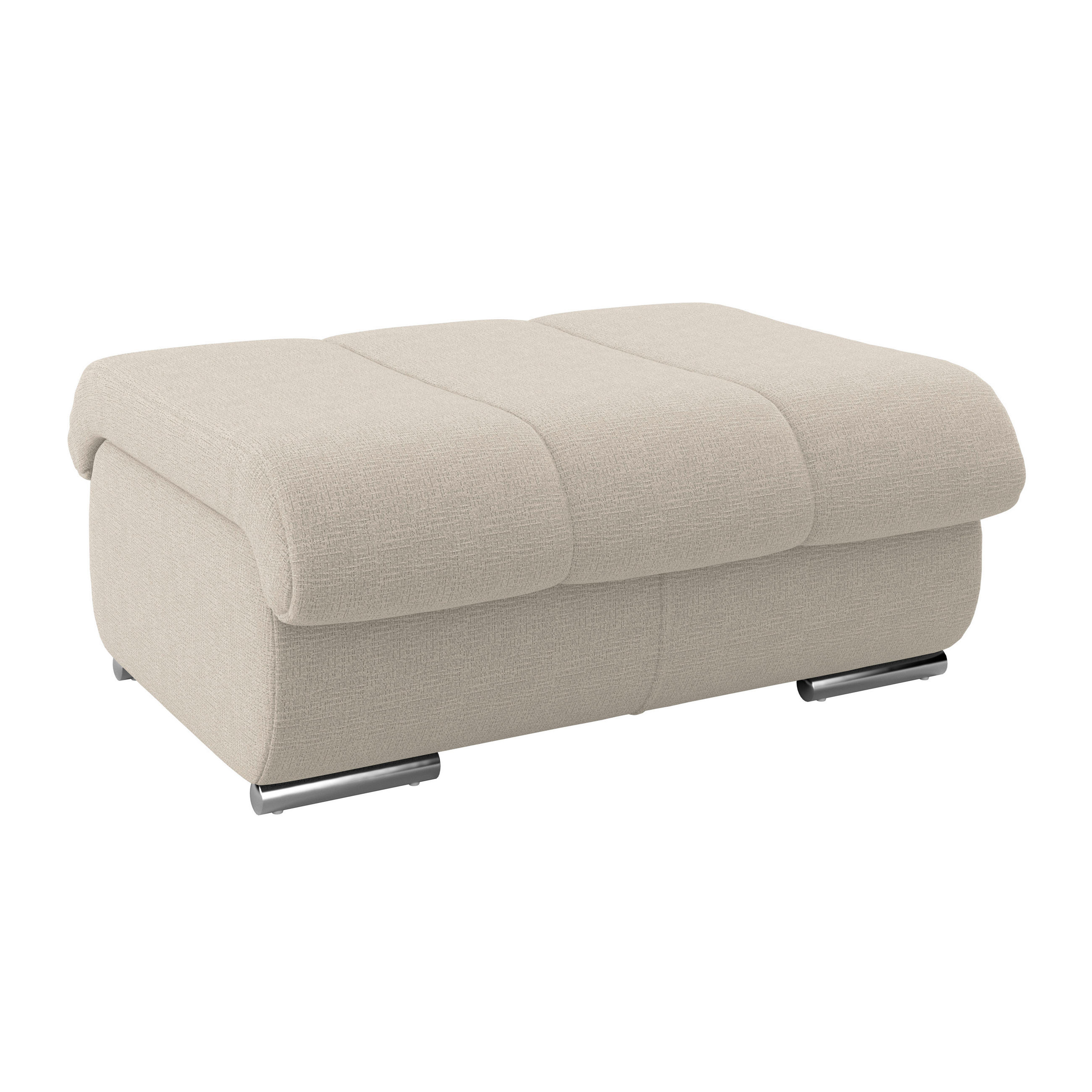 HOCKER Textil Naturfarben  - Chromfarben/Naturfarben, Modern, Textil/Metall (100/43/80cm) - Livetastic