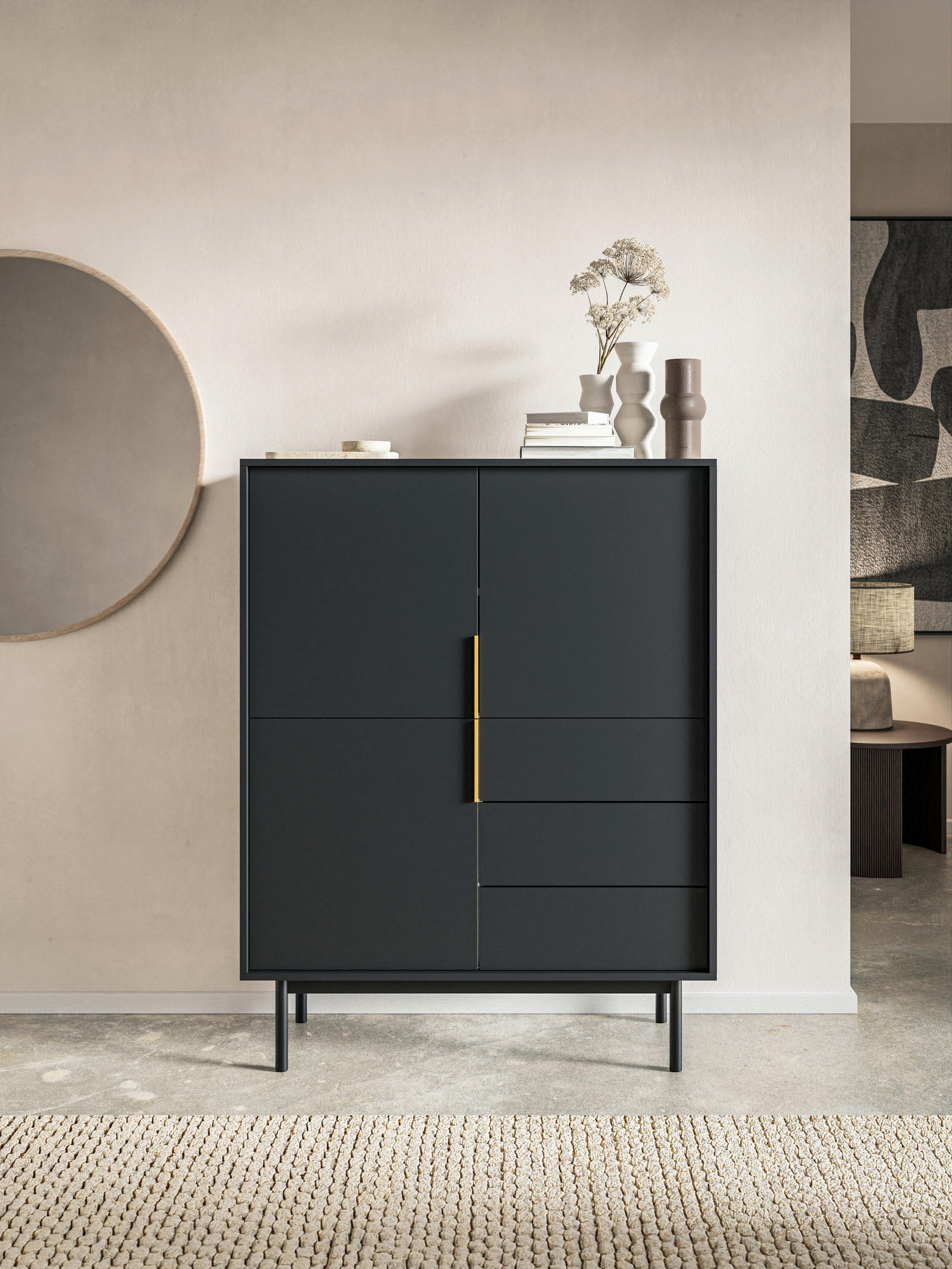 HIGHBOARD Viva  in 104/139,5/39 cm  - Goldfarben/Schwarz, Design, Holz/Holzwerkstoff (104/139,5/39cm) - Boxxx