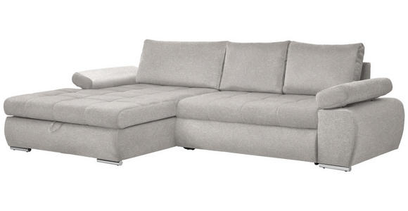 ECKSOFA in Flachgewebe Hellgrau  - Chromfarben/Hellgrau, Design, Kunststoff/Textil (173/294cm) - Carryhome