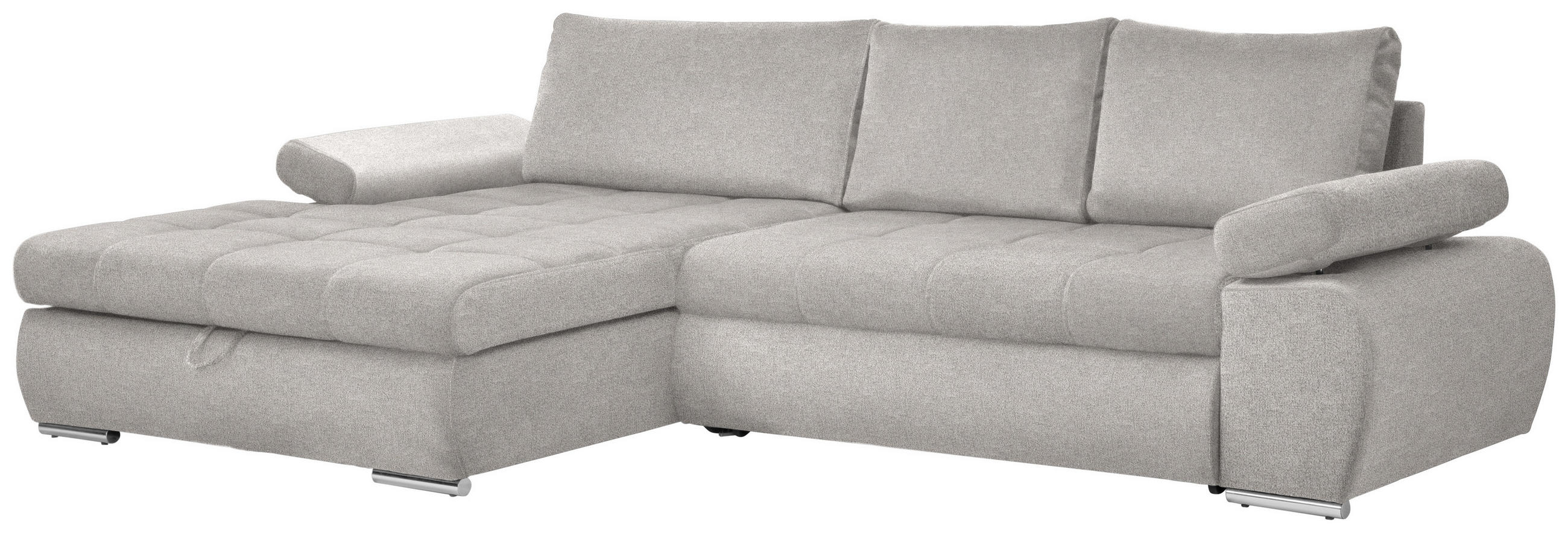 ECKSOFA Hellgrau Flachgewebe  - Chromfarben/Hellgrau, Design, Kunststoff/Textil (173/294cm) - Carryhome