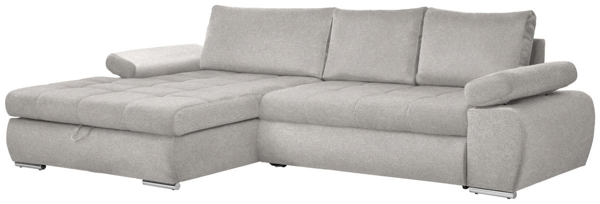 SAROKKANAPÉ textil világosszürke  - világosszürke/krómszínű, Design, műanyag/textil (173/294cm) - Carryhome