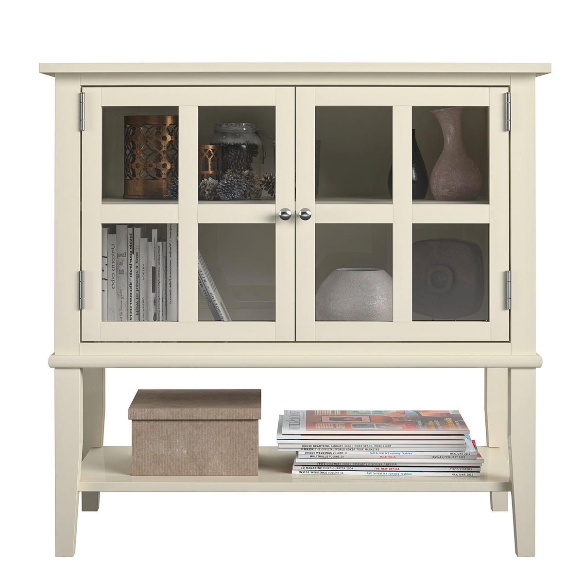 KOMMODE  in 80/78/40 cm  - Silberfarben/Weiß, Design, Glas/Holz (80/78/40cm) - MID.YOU