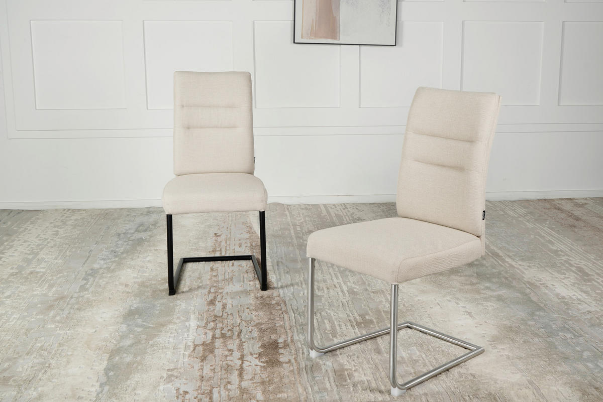 SCHWINGSTUHL   Mikrofaser  - Edelstahlfarben/Beige, Design, Textil/Metall (48/98/63cm) - Novel