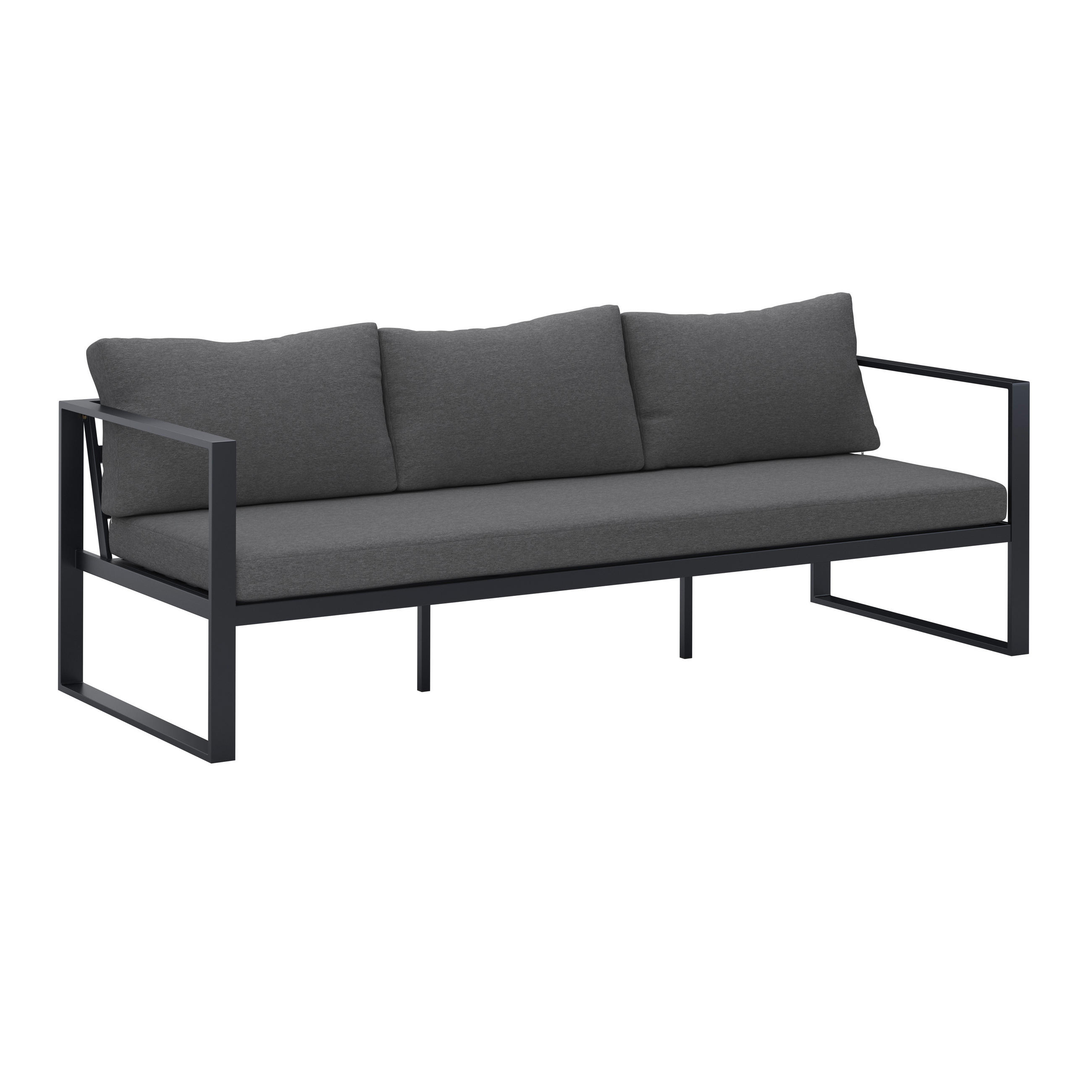 3-SITZER-SOFA Webstoff Anthrazit  - Anthrazit, MODERN, Textil/Metall (198/63/76cm) - Ambia Garden