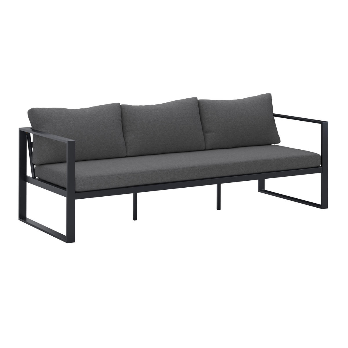 3-SITZER-SOFA Webstoff Anthrazit  - Anthrazit, MODERN, Textil/Metall (198/63/76cm) - Ambia Garden