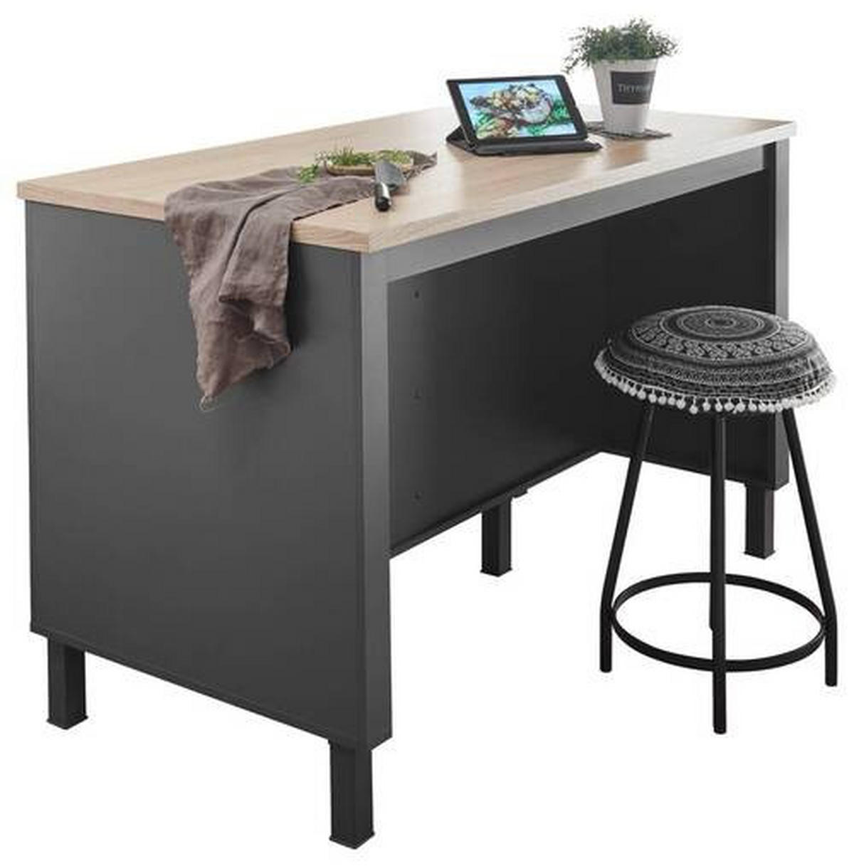 KONYHASZIGET 138/90/75 cm  - Sonoma tölgy/antracit, Design, faalapú anyag (138/90/75cm) - Carryhome