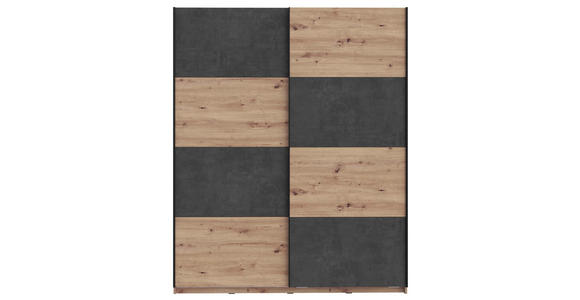 SCHWEBETÜRENSCHRANK in Dunkelgrau, Eiche Artisan - Dunkelgrau/Schwarz, Design, Holzwerkstoff/Metall (170/210/61cm) - Carryhome