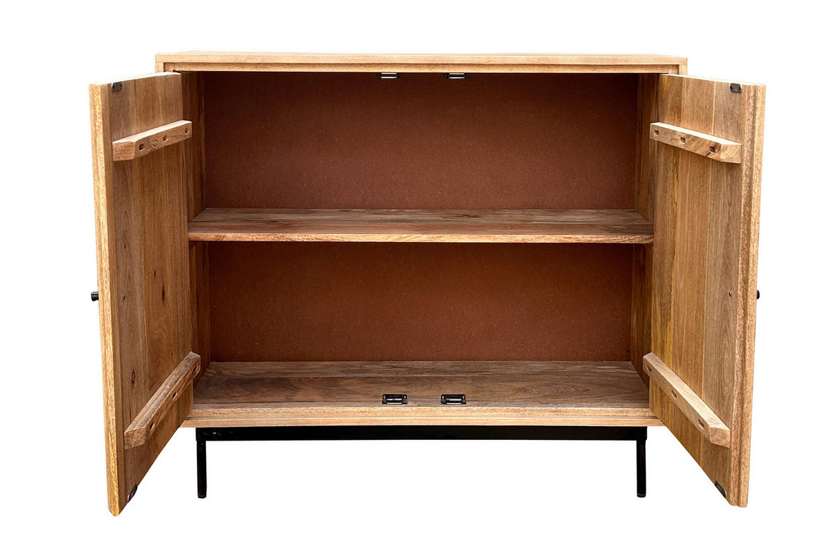 KOMMODE , 100/90/40 cm,  - Schwarz/Naturfarben, Design, Holz/Metall (100/90/40cm) - MID.YOU