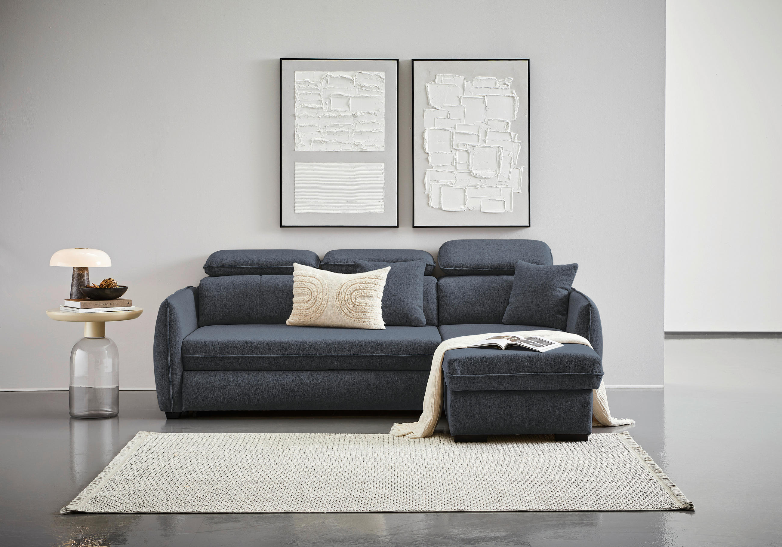 ECKSOFA in Flachgewebe Dunkelgrau  - Dunkelgrau/Schwarz, Modern, Kunststoff/Textil (182/237cm) - Carryhome