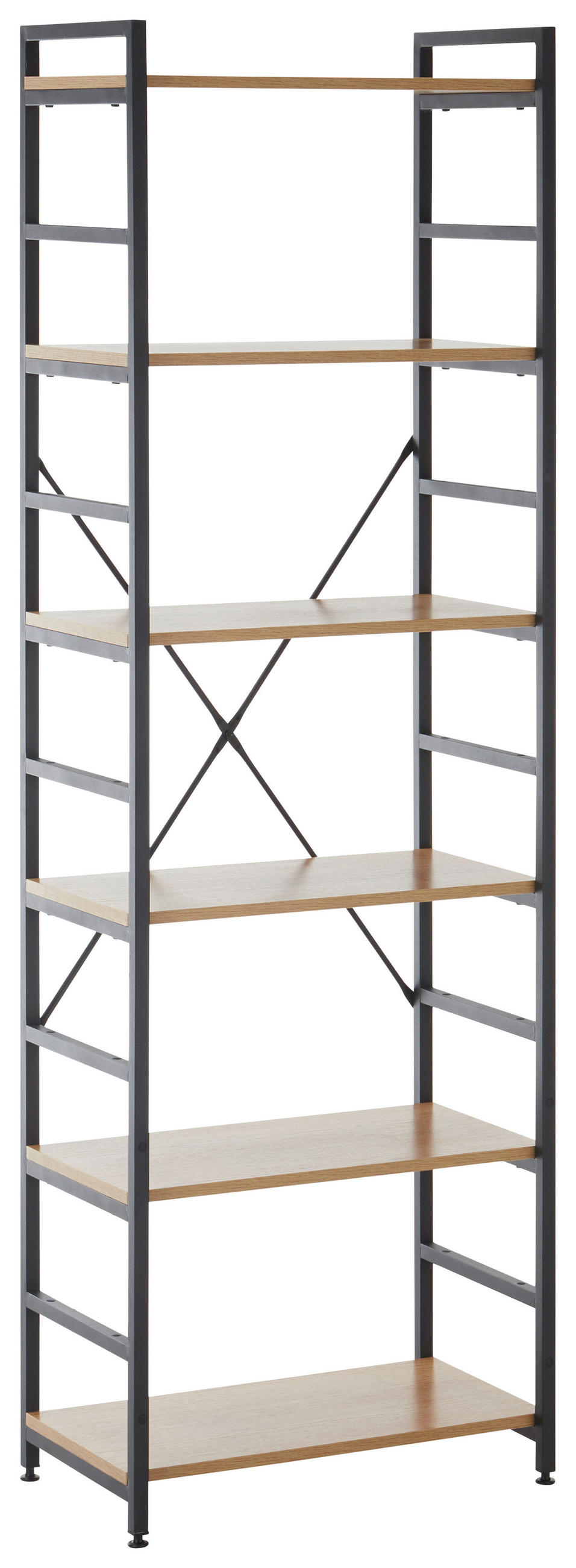 REGAL Schwarz, Eichefarben  - Eichefarben/Schwarz, Design, Holzwerkstoff/Metall (60/184/34cm)