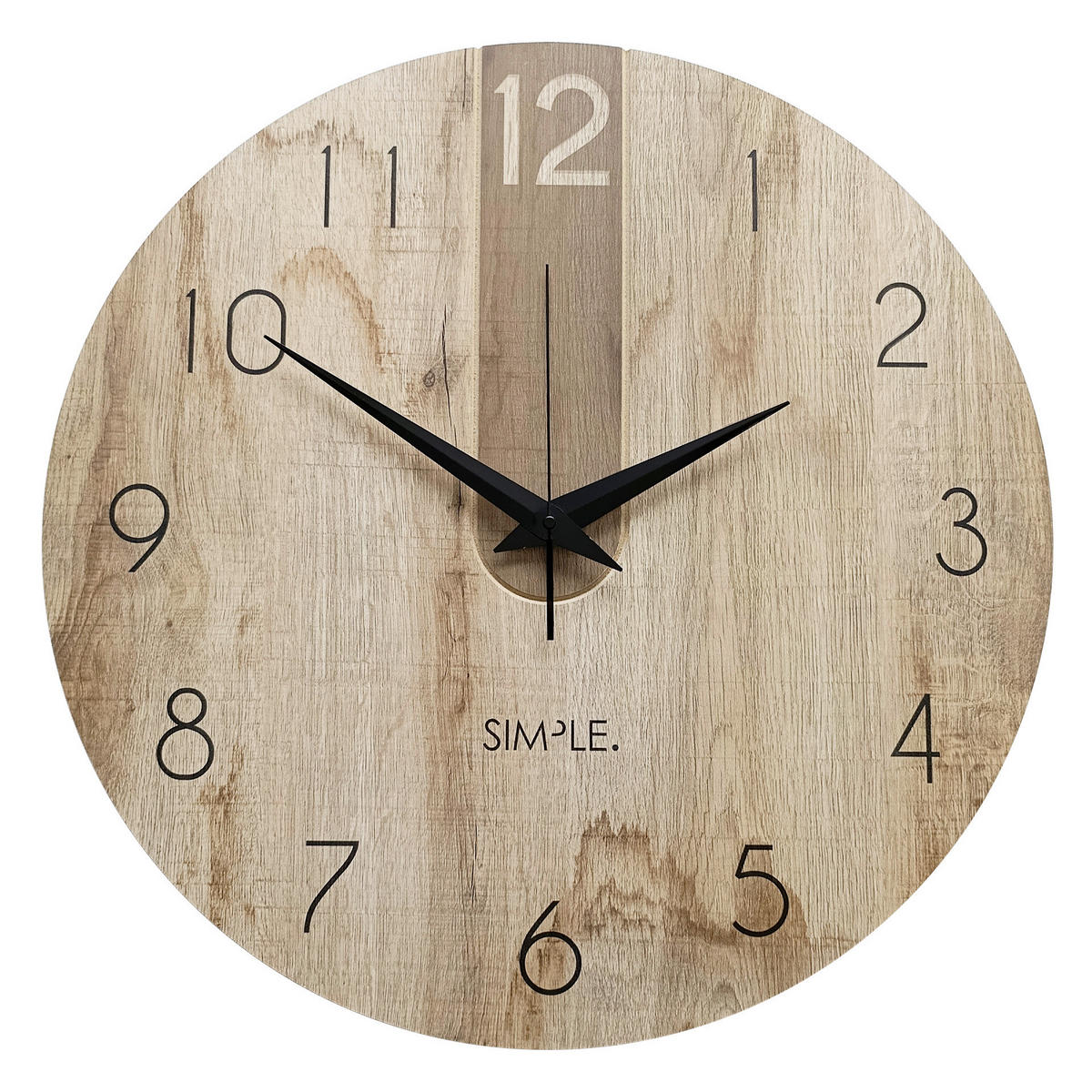 WANDUHR - Schwarz, Eichefarben  - Eichefarben/Schwarz, Basics, Holz/Kunststoff (57cm)