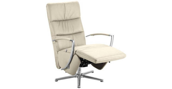 RELAXSESSEL in Leder Creme  - Chromfarben/Creme, Design, Leder/Metall (64/112/80cm) - Cantus