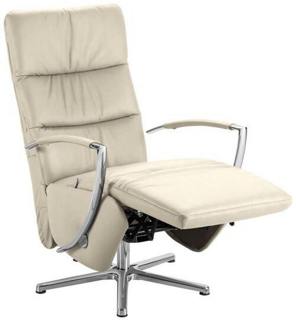 RELAXSESSEL in Leder Creme  - Chromfarben/Creme, Design, Leder/Metall (64/112/80cm) - Cantus