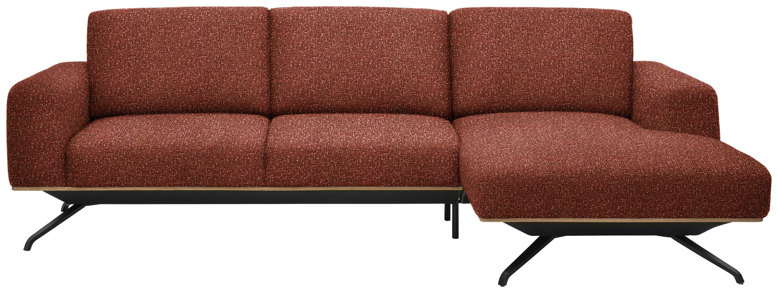 ECKSOFA in Struktur Rostfarben  - Rostfarben/Schwarz, Design, Textil/Metall (262/157cm) - Novel