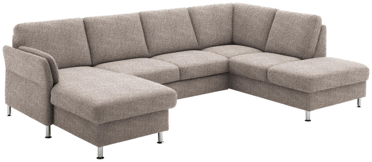 SOFFA i flatväv ljusbrun  - kromfärg/ljusbrun, Klassisk, metall/textil (168/305/200cm) - Beldomo System