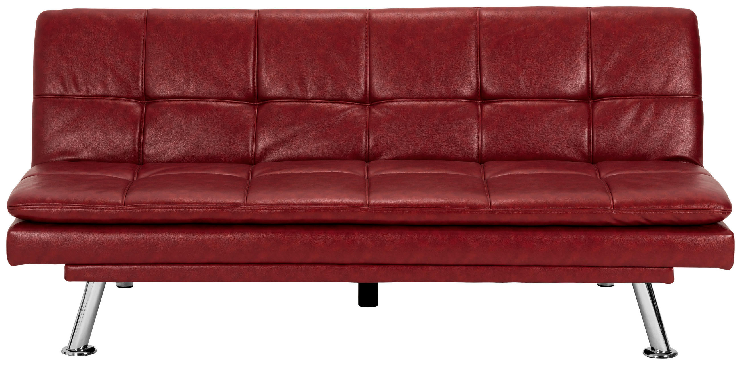 SCHLAFSOFA  in Lederlook Rot  - Silberfarben/Rot, Basics, Textil/Metall (182/84/92cm) - MID.YOU