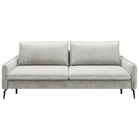 SCHLAFSOFA  mit Liegefunktion, Rücken echt Chenille Creme  - Creme/Schwarz, KONVENTIONELL, Textil/Metall (223/89/107cm) - Carryhome