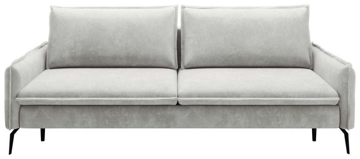 SCHLAFSOFA  mit Liegefunktion, Rücken echt Chenille Creme  - Creme/Schwarz, KONVENTIONELL, Textil/Metall (223/89/107cm) - Carryhome