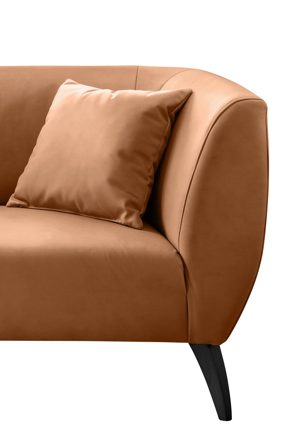 2-SITZER-SOFA Lederlook Cognac  - Cognac/Schwarz, MODERN, Holz/Textil (172/83/88cm) - Livetastic