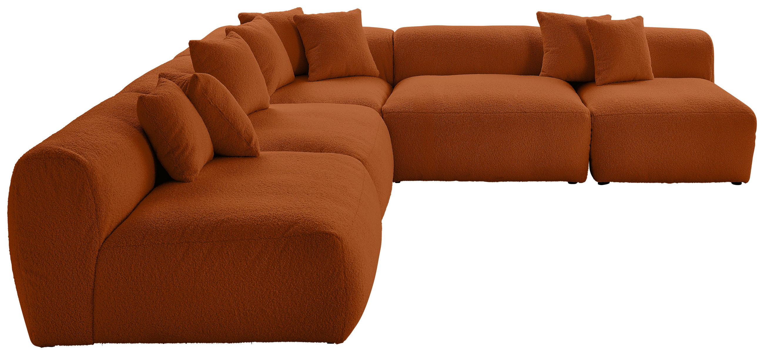 ECKSOFA in Flachgewebe, Teddystoff Rostfarben  - Rostfarben, Trend, Textil (315/300cm) - Livetastic